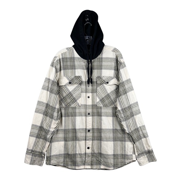 No Boundaries Other - No Boundaries Oversized Flannel Shirt Jacket Hoodie Mens Large Plaid
